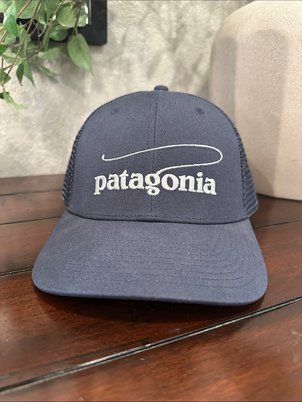 Patagonia Navy Blue Trucker Hat with White Logo NWOT